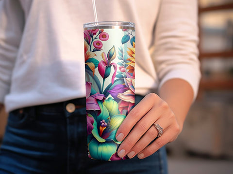 Vibrant Flowers Tumbler wrap sublimation PNG Sublimation Luvleigh Digitals 