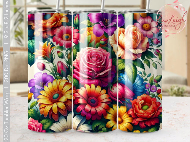 Vibrant Flowers Tumbler wrap sublimation PNG Sublimation Luvleigh Digitals 