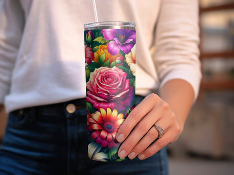 Vibrant Flowers Tumbler wrap sublimation PNG Sublimation Luvleigh Digitals 