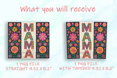 Vibrant Folk Art Mama 20oz Tumbler Wrap Sublimation DesignSVG 