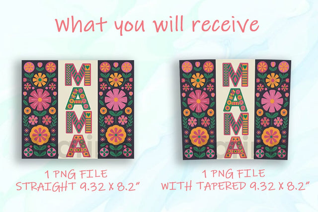 Vibrant Folk Art Mama 20oz Tumbler Wrap Sublimation DesignSVG 