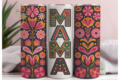 Vibrant Folk Art Mama 20oz Tumbler Wrap Sublimation PixelChick 