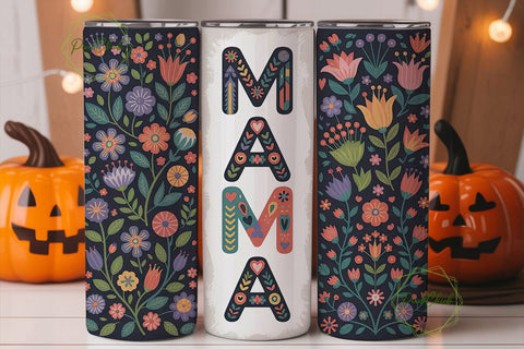Vibrant Folk Art Mama 20oz Tumbler Wrap Sublimation PixelChick 