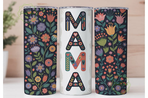 Vibrant Folk Art Mama 20oz Tumbler Wrap Sublimation PixelChick 