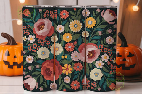 Vibrant Folk Floral 20oz Tumbler Wrap Sublimation PixelChick 