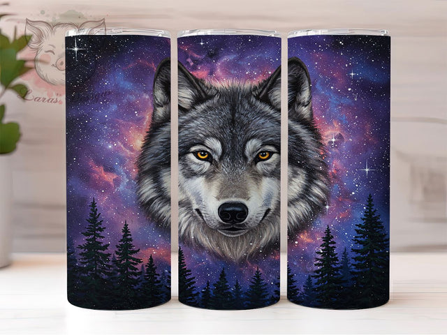 Vibrant Forest Wolf 20oz Tumbler Wrap, Vibrant Forest Design, Colorful Wolf Mug, Wildlife Nature Cup, Mystical Animal Wrap, Majestic Wolf Scene, Sublimation Tumbler Wrap Sublimation Lara' s Designs 