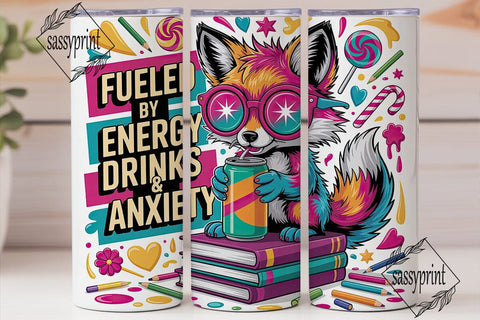 Vibrant Fox Energy Drink 20oz Tumbler Sublimation sassyprint 