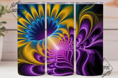 Vibrant Fractal Energy 20oz Tumbler Wrap Sublimation sassyprint 