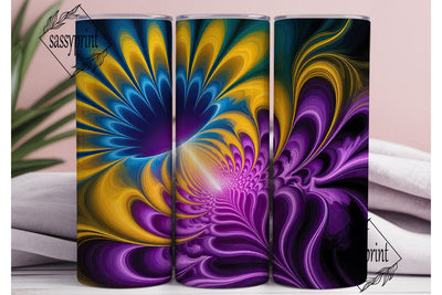 Vibrant Fractal Energy 20oz Tumbler Wrap Sublimation sassyprint 