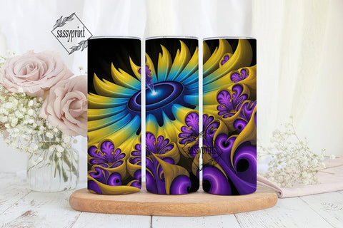 Vibrant Fractal Energy 20oz Tumbler Wrap Sublimation sassyprint 