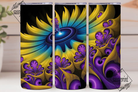 Vibrant Fractal Energy 20oz Tumbler Wrap Sublimation sassyprint 