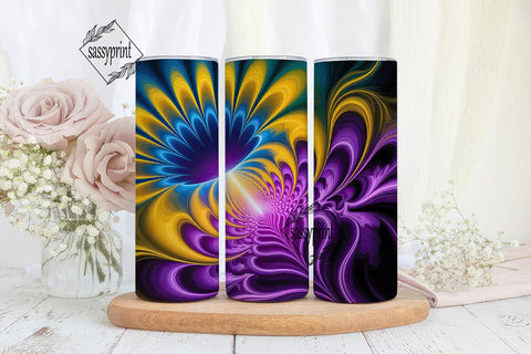Vibrant Fractal Energy 20oz Tumbler Wrap Sublimation sassyprint 