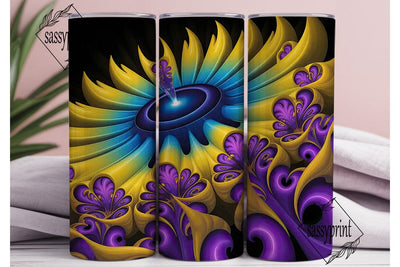 Vibrant Fractal Energy 20oz Tumbler Wrap Sublimation sassyprint 