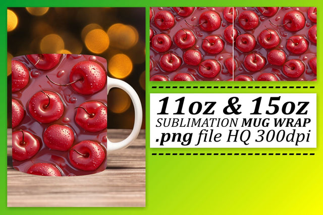 Vibrant Fruit Pattern Mug Wrap: Sublimation Fun Sublimation afrosvg 
