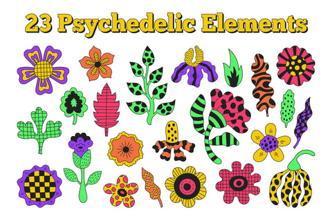 Vibrant Funky Flowers PNG Clipart Sublimation Rin Green 