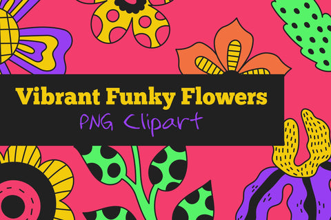 Vibrant Funky Flowers PNG Clipart Sublimation Rin Green 