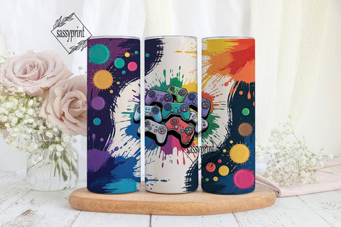 Vibrant Gamer Controllers Tumbler Wrap Sublimation sassyprint 