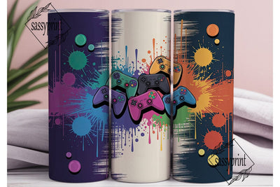 Vibrant Gamer Controllers Tumbler Wrap Sublimation sassyprint 
