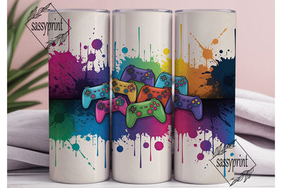 Vibrant Gamer Controllers Tumbler Wrap Sublimation sassyprint 