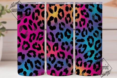 Vibrant Gradient Leopard Print Tumbler Sublimation sassyprint 