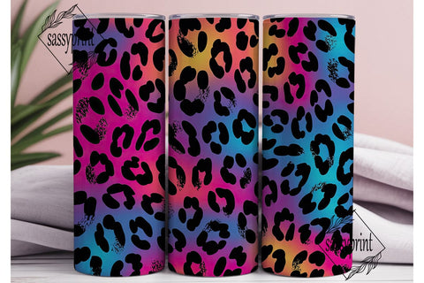 Vibrant Gradient Leopard Print Tumbler Sublimation sassyprint 
