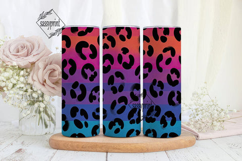 Vibrant Gradient Leopard Print Tumbler Sublimation sassyprint 