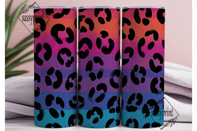 Vibrant Gradient Leopard Print Tumbler Sublimation sassyprint 