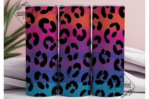 Vibrant Gradient Leopard Print Tumbler Sublimation sassyprint 