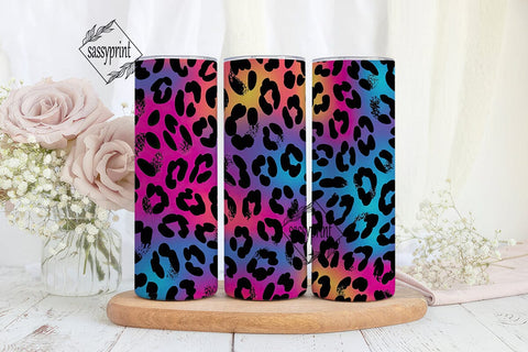 Vibrant Gradient Leopard Print Tumbler Sublimation sassyprint 