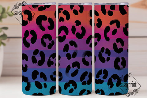 Vibrant Gradient Leopard Print Tumbler Sublimation sassyprint 