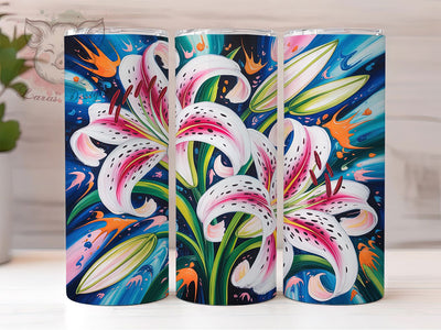 Vibrant Graffiti Lilies Tumbler, Colorful Flowers, Artistic Wrap, Sublimation Art, 20oz Tumbler, Cute Design, Vibrant Pattern Sublimation Lara' s Designs 