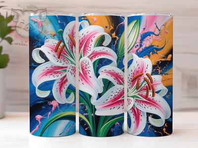 Vibrant Graffiti Lilies Tumbler, Colorful Flowers, Artistic Wrap, Sublimation Art, 20oz Tumbler, Cute Design, Vibrant Pattern Sublimation Lara' s Designs 