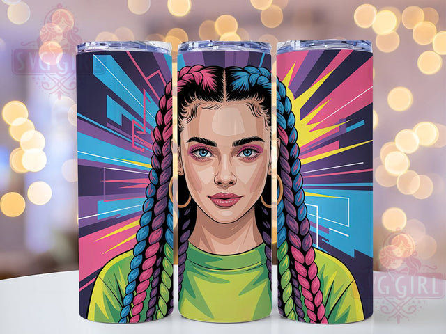 Vibrant Graffiti Reggae Tumbler, Colorful Braids, Reggae Woman, Sublimation Art, 20oz Tumbler, Bold Wrap, Vibrant Design Sublimation SvggirlplusArt 