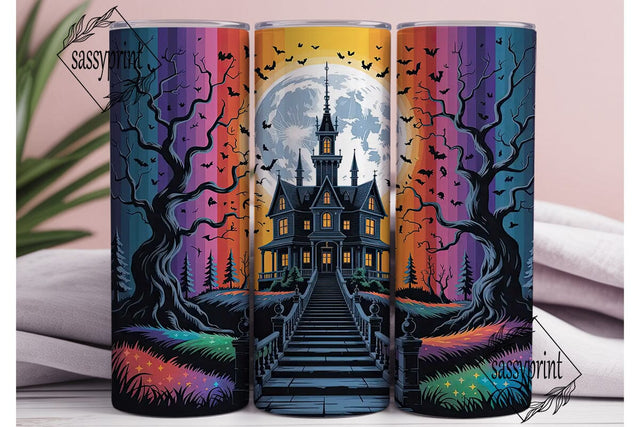 Vibrant Haunted House Night 20oz Wrap Sublimation sassyprint 