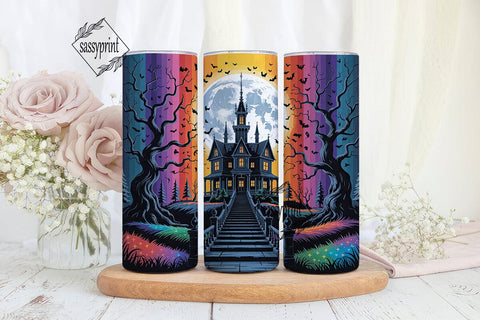 Vibrant Haunted House Night 20oz Wrap Sublimation sassyprint 