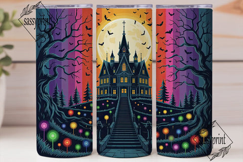 Vibrant Haunted House Night 20oz Wrap Sublimation sassyprint 