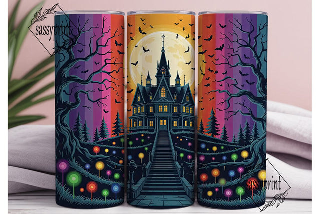 Vibrant Haunted House Night 20oz Wrap Sublimation sassyprint 