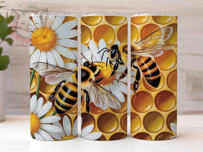 Vibrant Honeycomb Honeybee Tumbler, Honeybee Tumbler Design, Vibrant Honeycomb Wrap, Artistic Bee Wrap, Nature Honey Wrap, Sublimation Design, Trendy Gift Idea Sublimation Lara' s Designs 