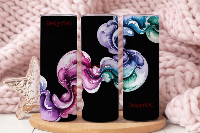 Vibrant Ink Swirls 20oz Tumbler Wrap Sublimation DesignSVG 