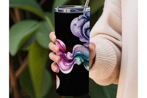 Vibrant Ink Swirls 20oz Tumbler Wrap Sublimation DesignSVG 