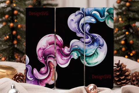 Vibrant Ink Swirls 20oz Tumbler Wrap Sublimation DesignSVG 