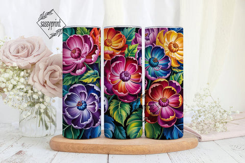 Vibrant Iridescent Floral Tumbler Wrap Sublimation sassyprint 