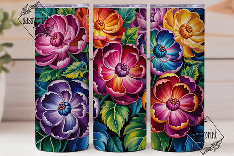 Vibrant Iridescent Floral Tumbler Wrap Sublimation sassyprint 