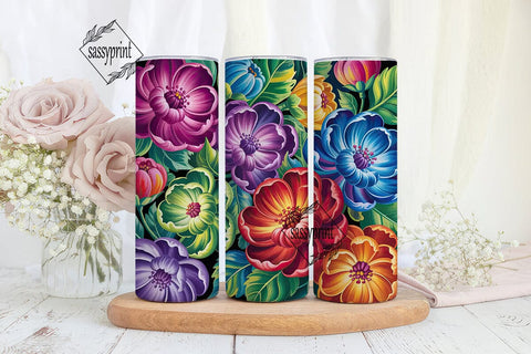 Vibrant Iridescent Floral Tumbler Wrap Sublimation sassyprint 