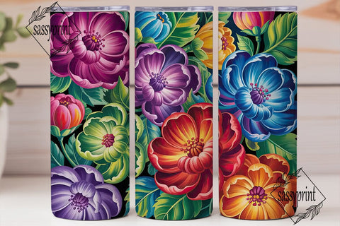 Vibrant Iridescent Floral Tumbler Wrap Sublimation sassyprint 