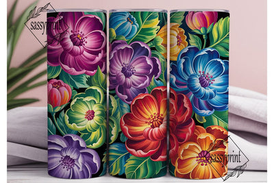 Vibrant Iridescent Floral Tumbler Wrap Sublimation sassyprint 