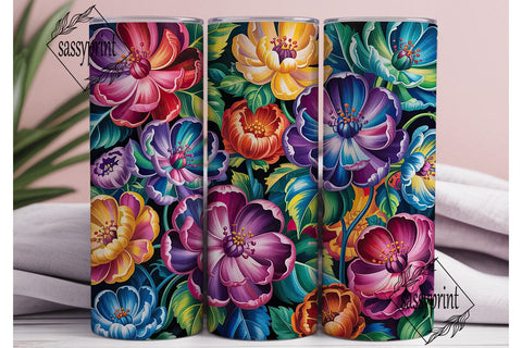 Vibrant Iridescent Floral Tumbler Wrap Sublimation sassyprint 