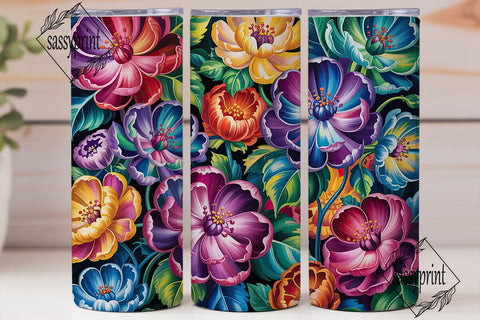 Vibrant Iridescent Floral Tumbler Wrap Sublimation sassyprint 