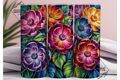 Vibrant Iridescent Floral Tumbler Wrap Sublimation sassyprint 