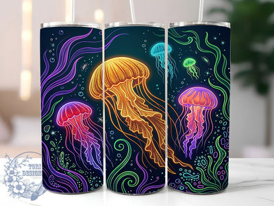 Vibrant Jellyfish 20oz Tumbler, Vibrant Jellyfish, Jellyfish Tumbler, Vibrant Tumbler, Jellyfish Design, 20oz Tumbler, Ocean Tumbler, Tumbler Wrap Sublimation ToriDesigns 